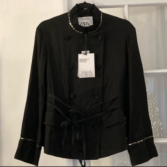 Zara Jackets & Blazers - Zara Collection Double-Breasted Mandarin Collar Viscose Blazer